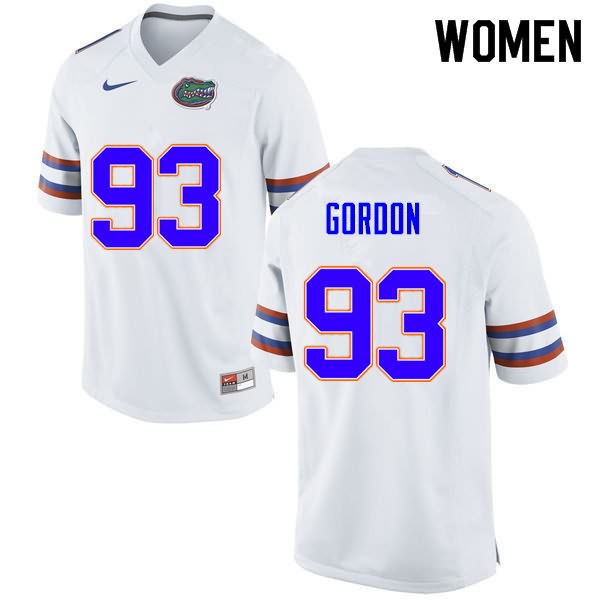 NCAA Florida Gators Moses Gordon Women's #93 Nike White Stitched Authentic College Football Jersey XOI0364FD
